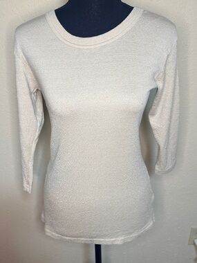 Michael Stars Cream Scoop Neck Long-Sleeve Top High Quality Basic Career Office